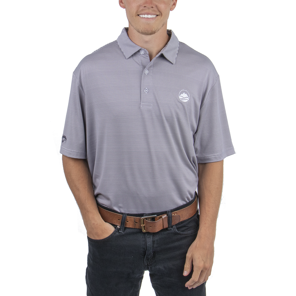 Callaway Fine Line Stripe Polo - Peacoat/White