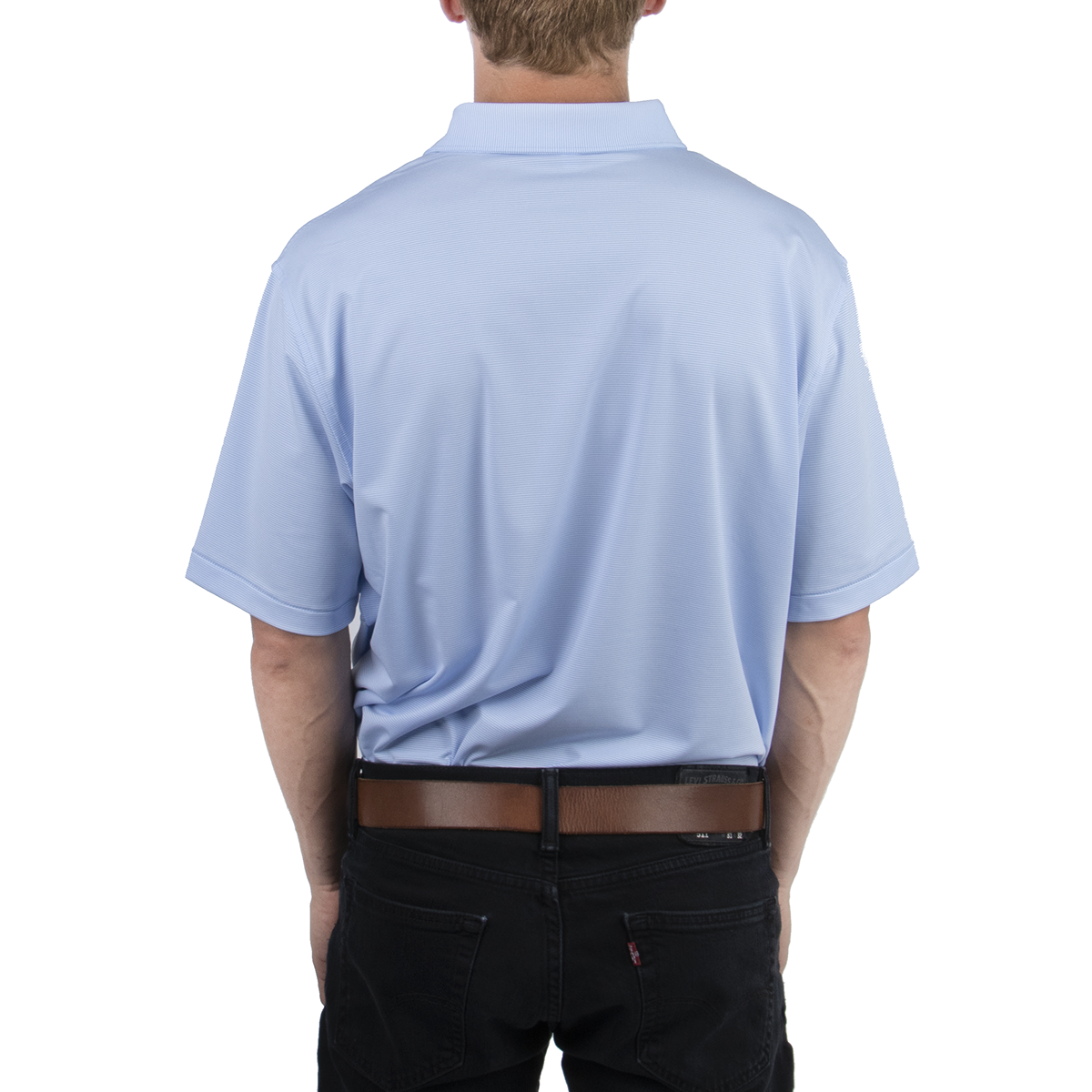 Peter Milar Stripe Performance Polo - Cottage Blue
