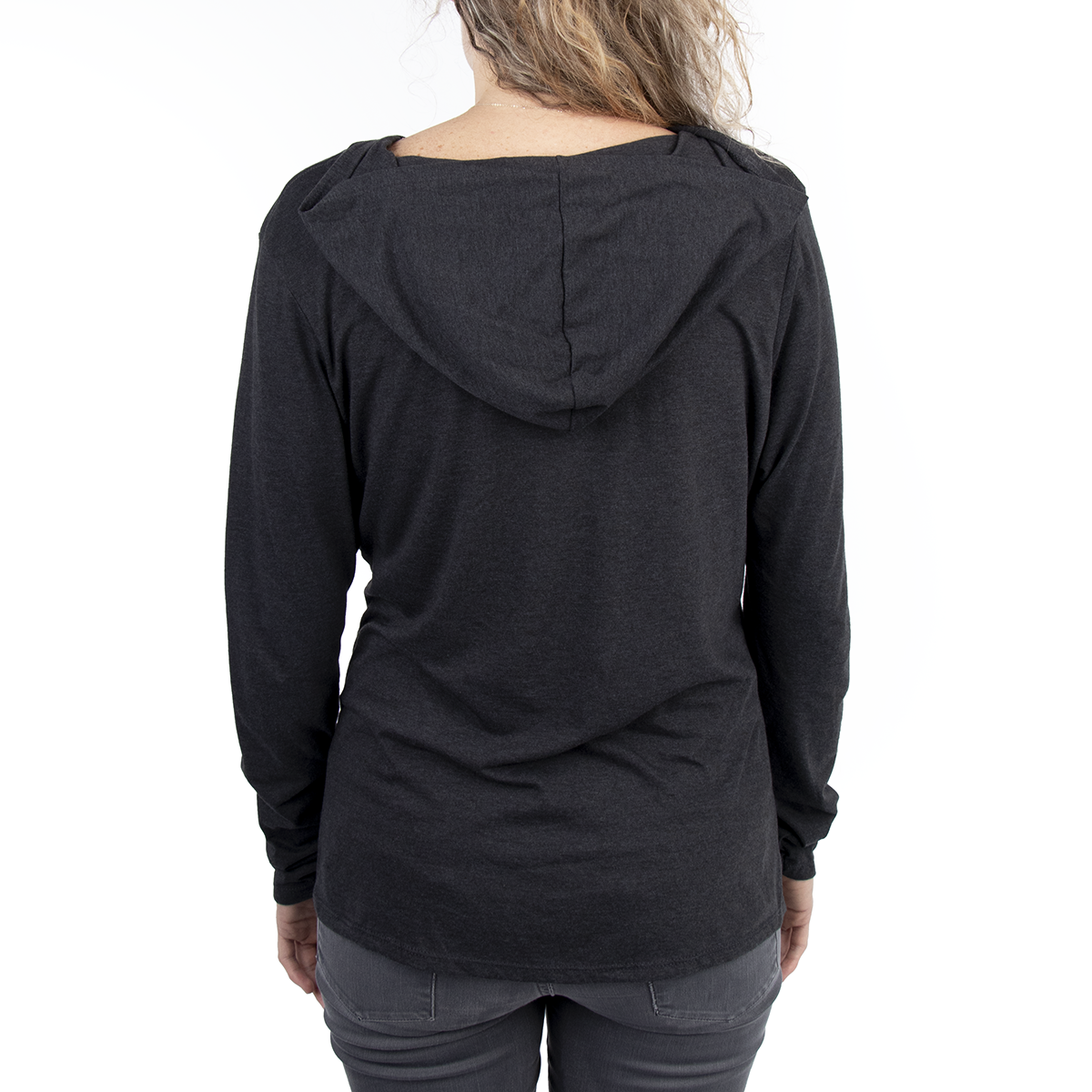 Long Sleeve Hooded Tee - Black