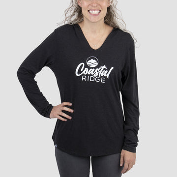 Long Sleeve Hooded Tee - Black