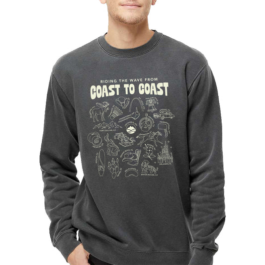 Ride the Wave from Coast to Coast Crewneck- Black
