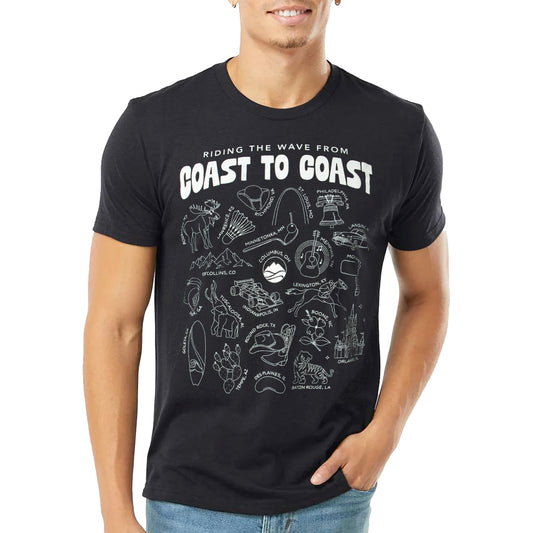 Ride the Wave from Coast to Coast T-Shirt (Vintage Black)