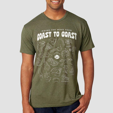 Ride the Wave from Coast to Coast T-Shirt (Military Green)
