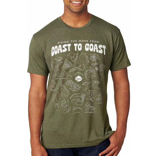 Ride the Wave from Coast to Coast T-Shirt (Military Green)