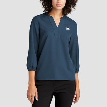 Mercer+Mettle Women's Stretch Crepe 3/4-Sleeve Blouse
