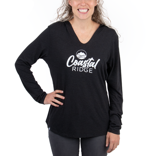 Long Sleeve Hooded Tee - Black